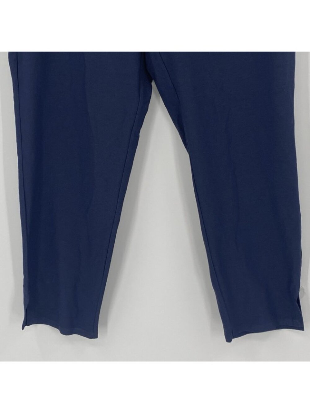 Eileen Fisher Size M Navy Blue Ankle Pants Stretch Slit Hem Pull On - Picture 8 of 12